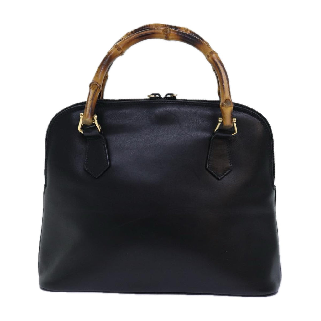 GUCCI Bamboo Hand Bag Leather 2way Black 000 1046 0290 ar12273