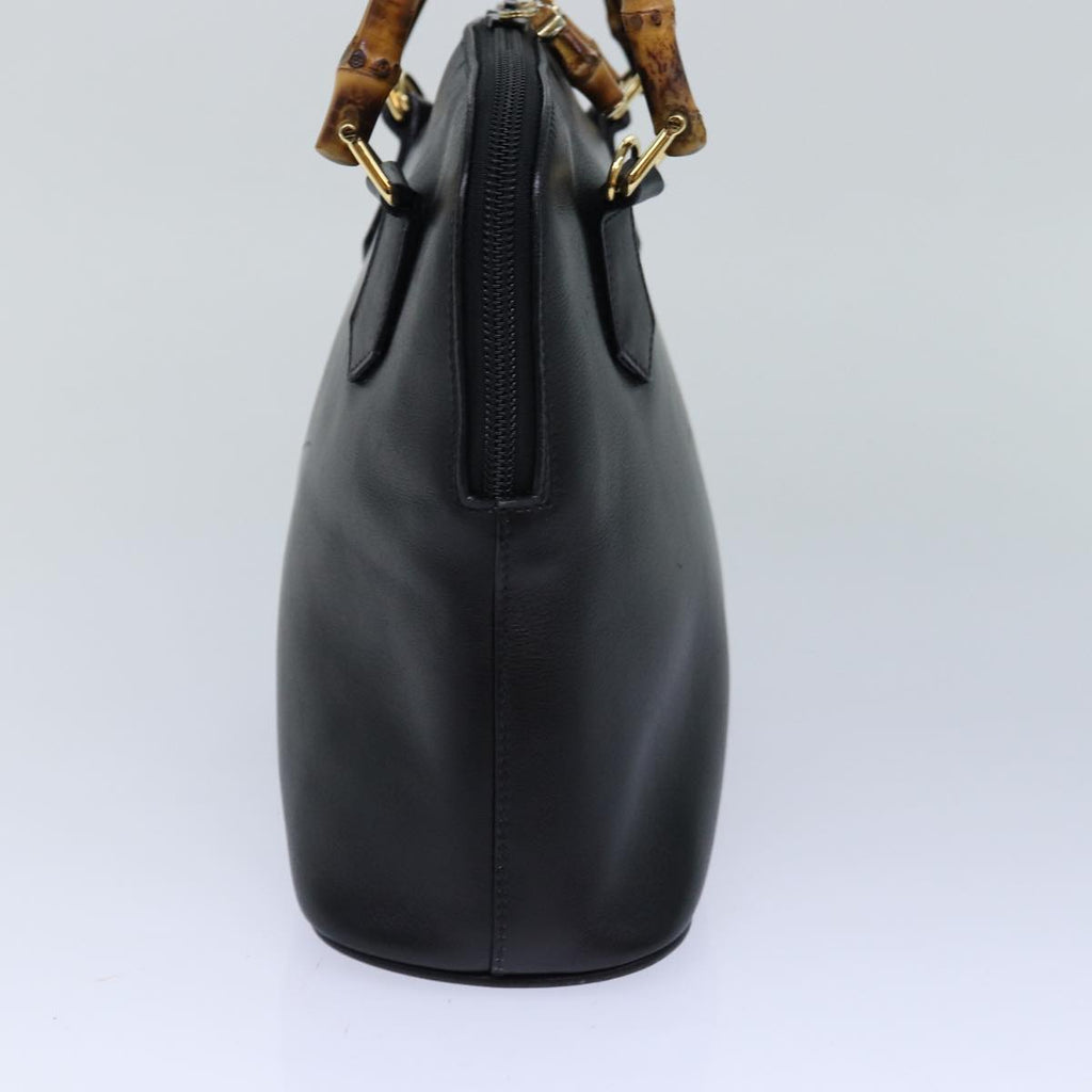GUCCI Bamboo Hand Bag Leather 2way Black 000 1046 0290 ar12273
