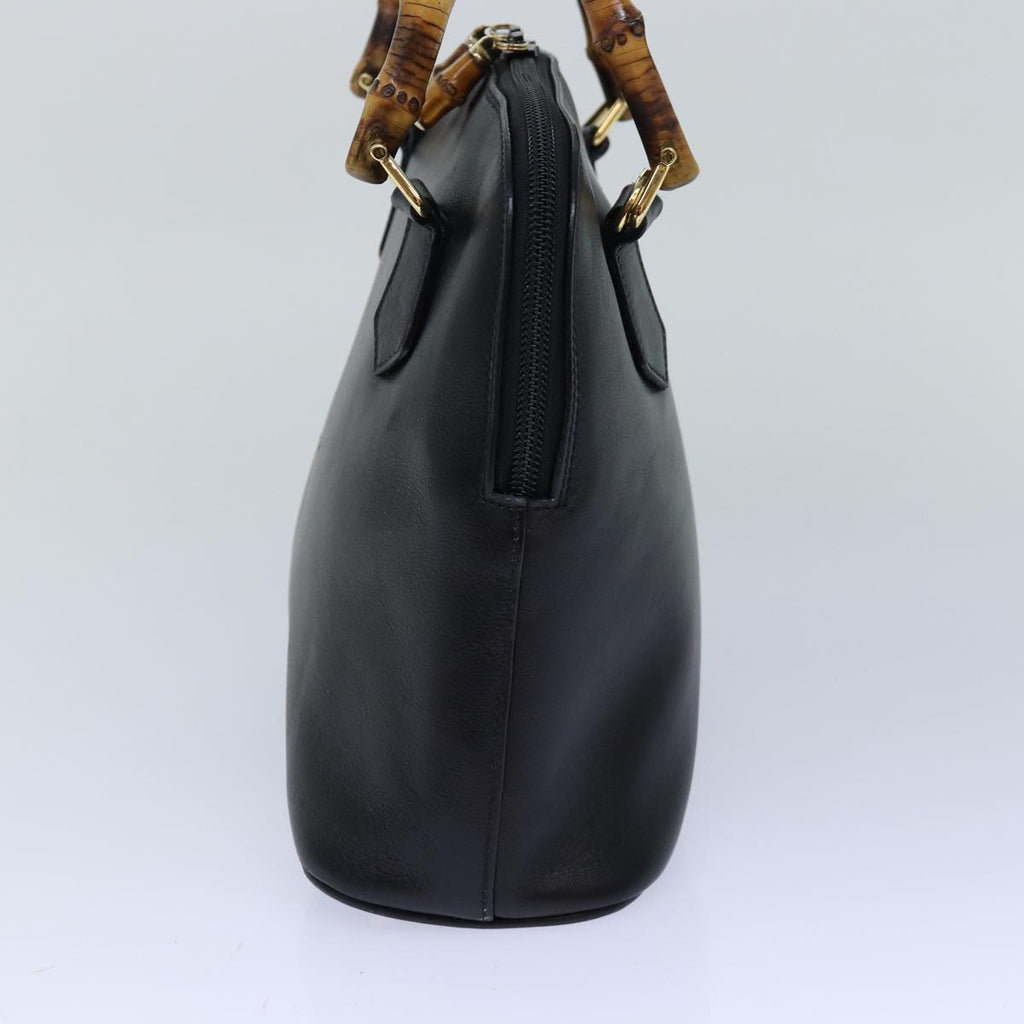 GUCCI Bamboo Hand Bag Leather 2way Black 000 1046 0290 ar12273