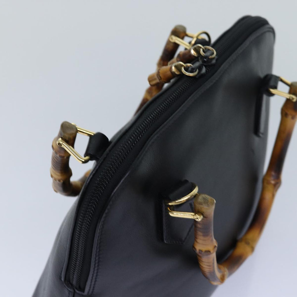 GUCCI Bamboo Hand Bag Leather 2way Black 000 1046 0290 ar12273