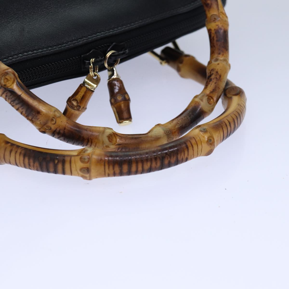 GUCCI Bamboo Hand Bag Leather 2way Black 000 1046 0290 ar12273