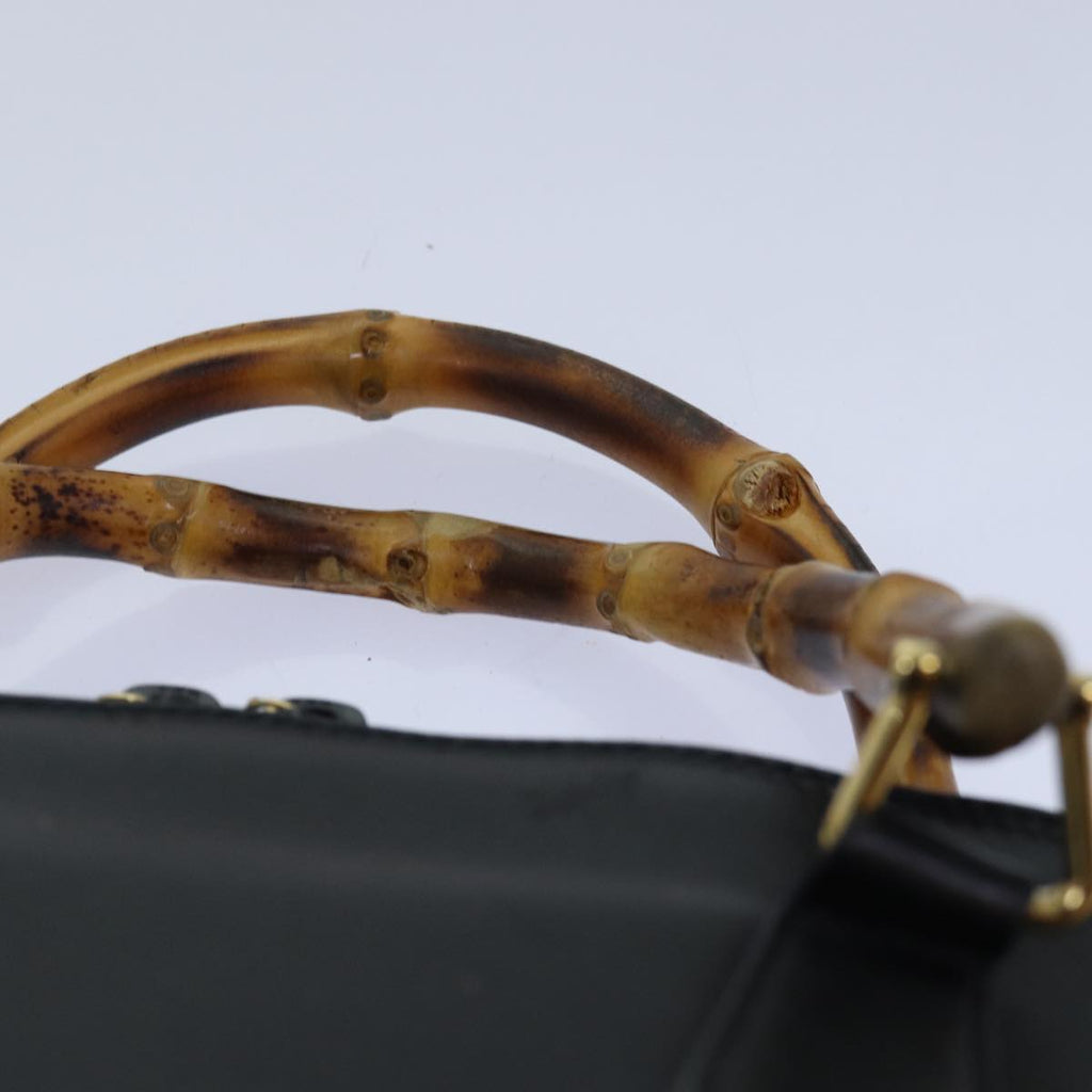 GUCCI Bamboo Hand Bag Leather 2way Black 000 1046 0290 ar12273