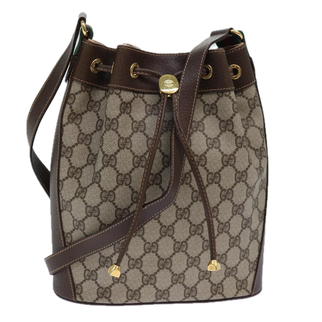 GUCCI GG Supreme Web Sherry Line Shoulder Bag PVC Beige 164 02 034 ar12279