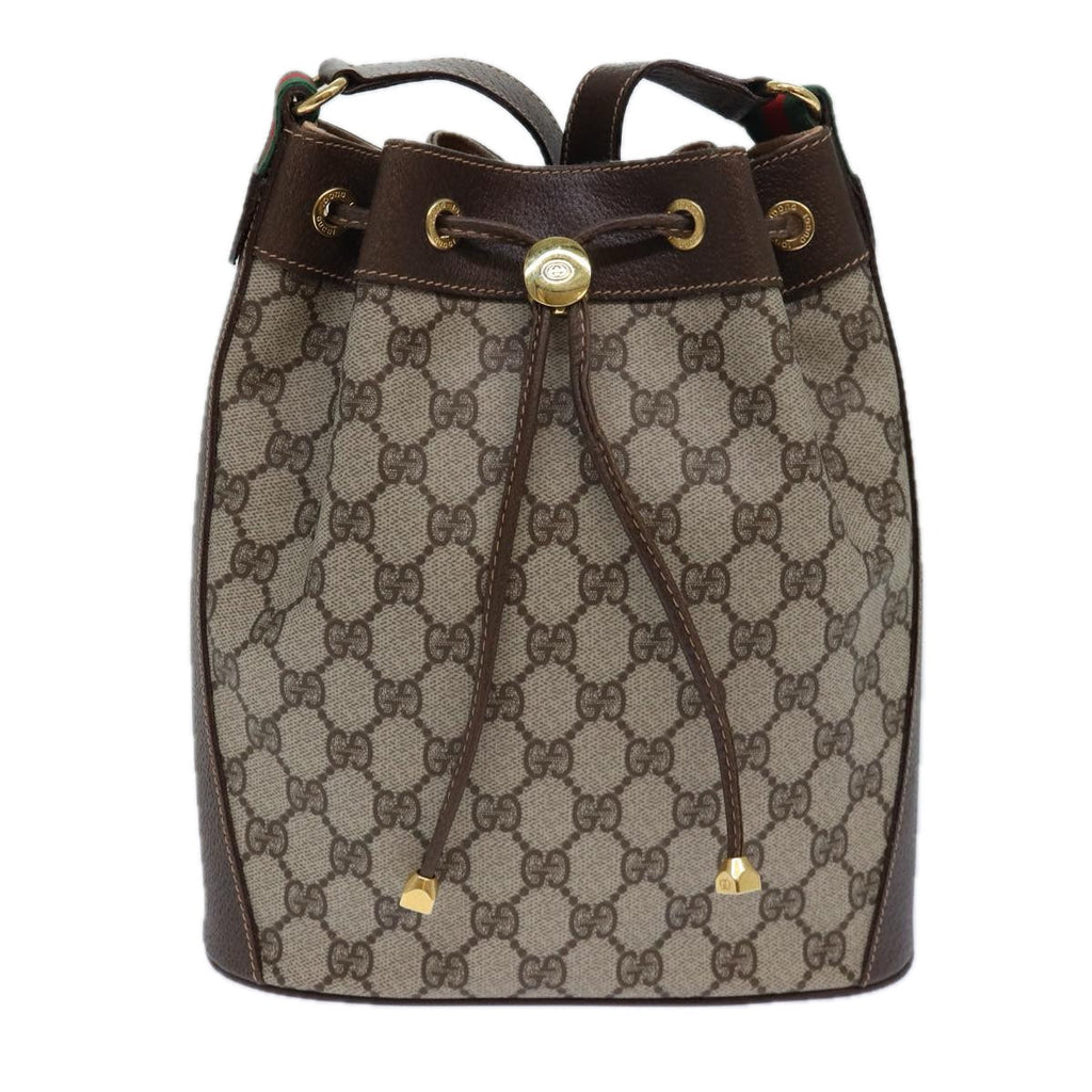 GUCCI GG Supreme Web Sherry Line Shoulder Bag PVC Beige 164 02 034 ar12279