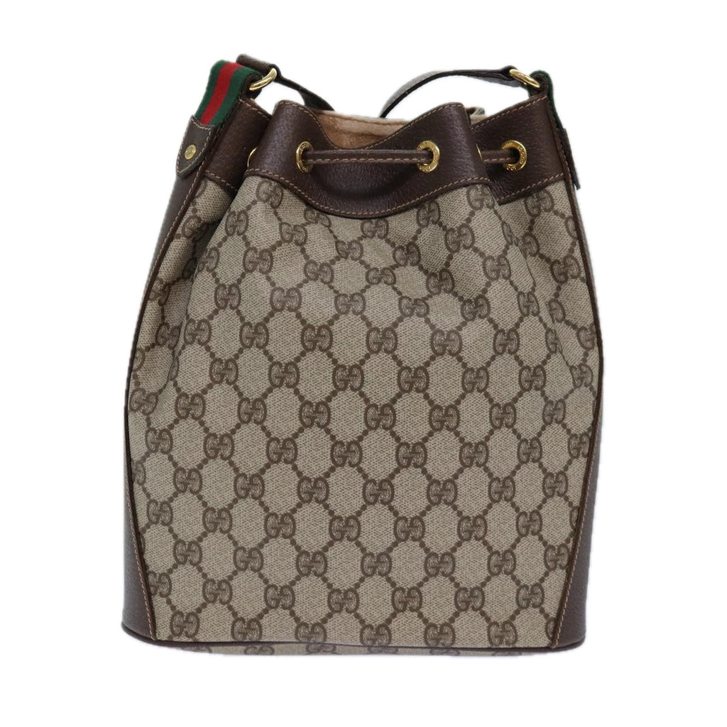 GUCCI GG Supreme Web Sherry Line Shoulder Bag PVC Beige 164 02 034 ar12279