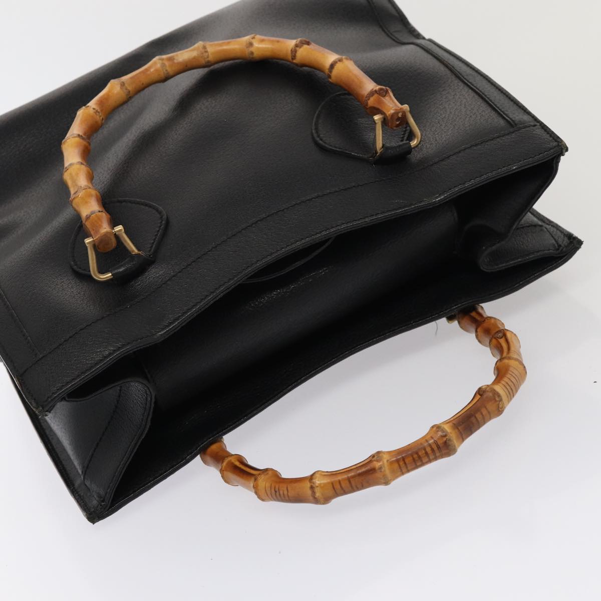 GUCCI Bamboo Hand Bag Leather Black 002 2853 0260 0 ar12297