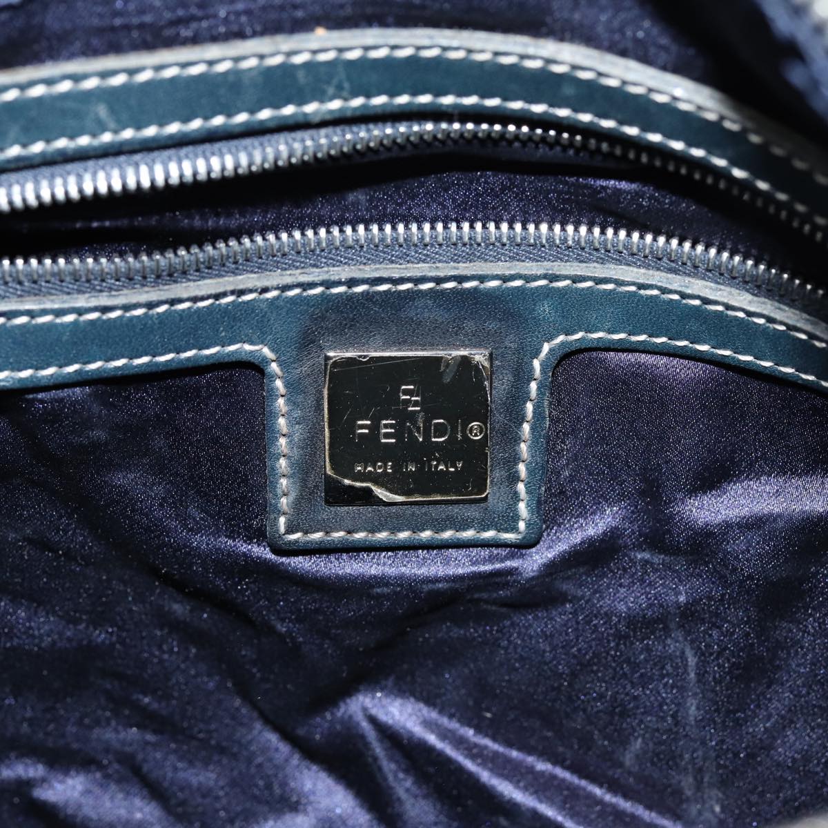FENDI Zucchino Canvas Hand Bag Navy ar12302