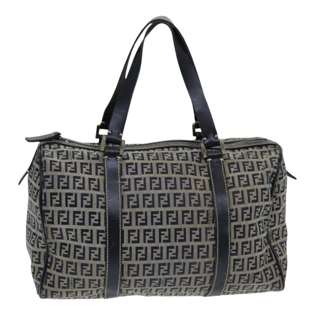 FENDI Zucchino Canvas Hand Bag Navy ar12302