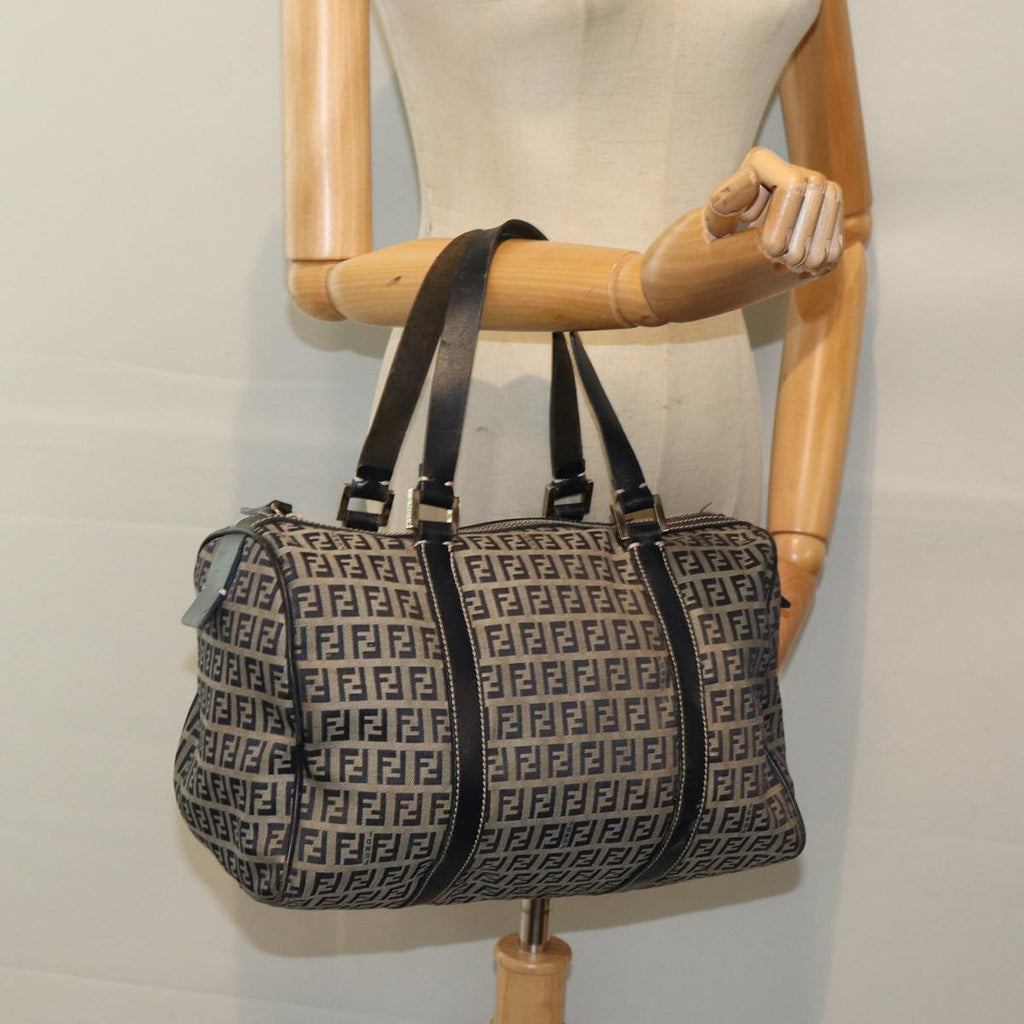 FENDI Zucchino Canvas Hand Bag Navy ar12302
