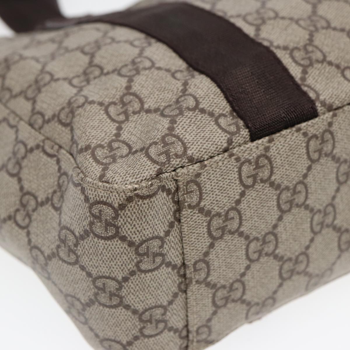 GUCCI GG Supreme Hand Bag PVC Leather Beige 141976 ar12304