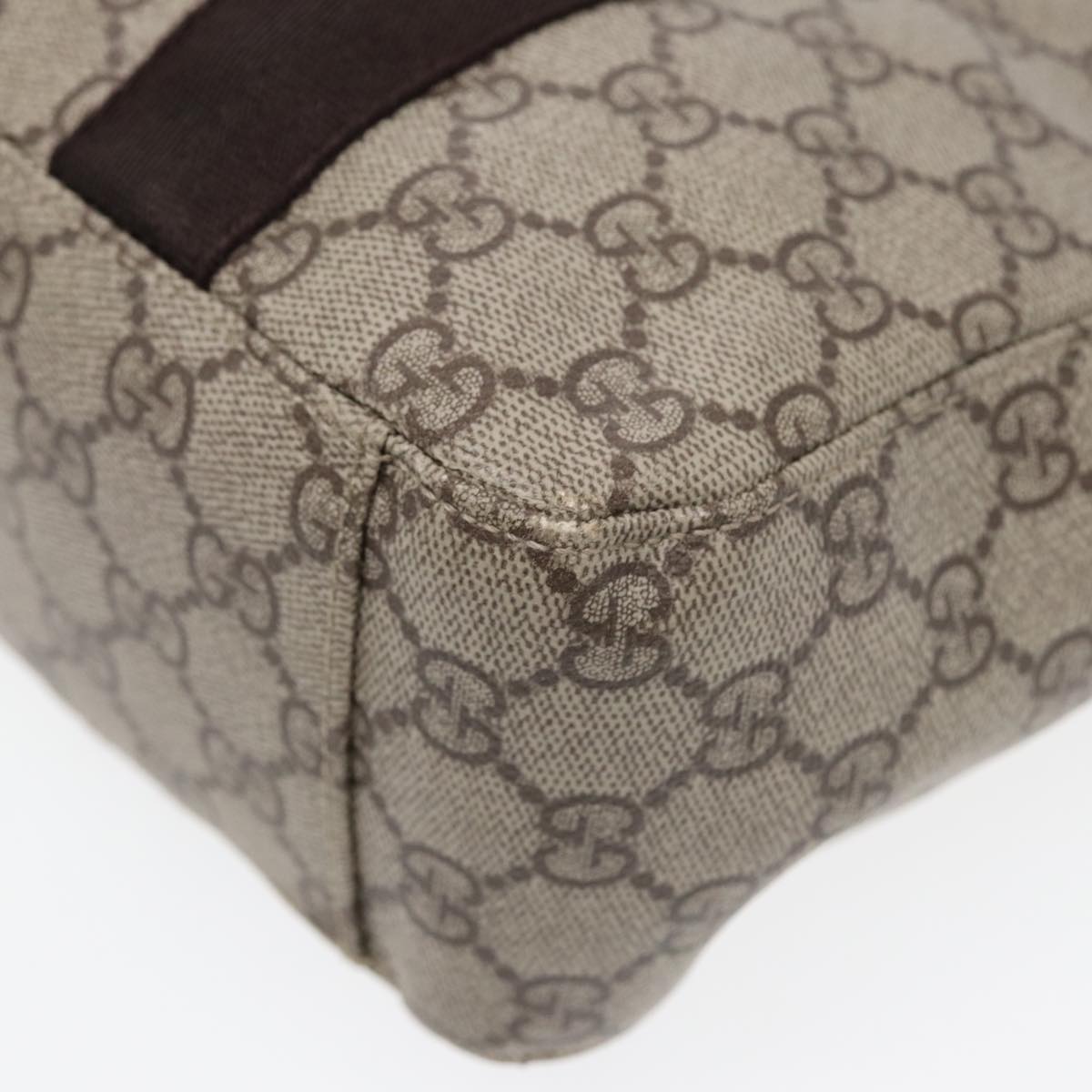 GUCCI GG Supreme Hand Bag PVC Leather Beige 141976 ar12304