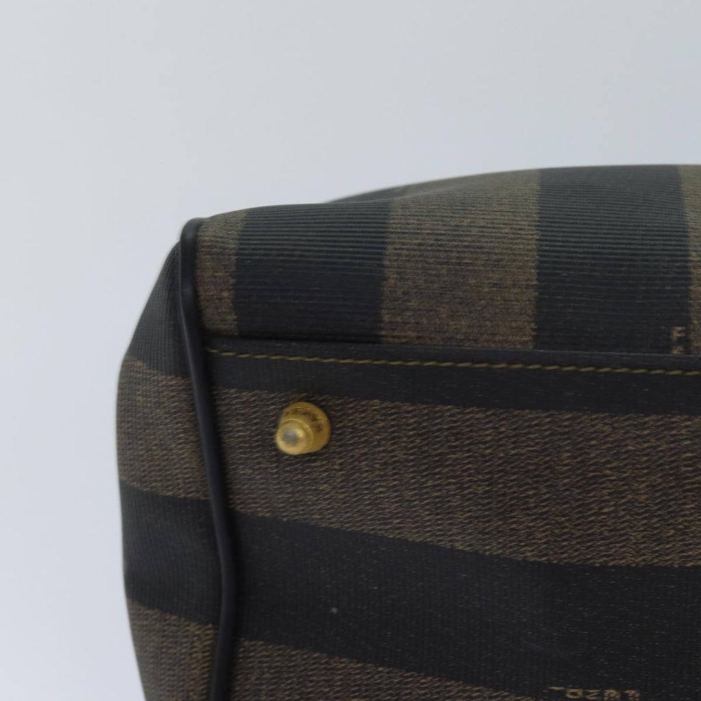FENDI Pecan Canvas Hand Bag Brown Black ar12307