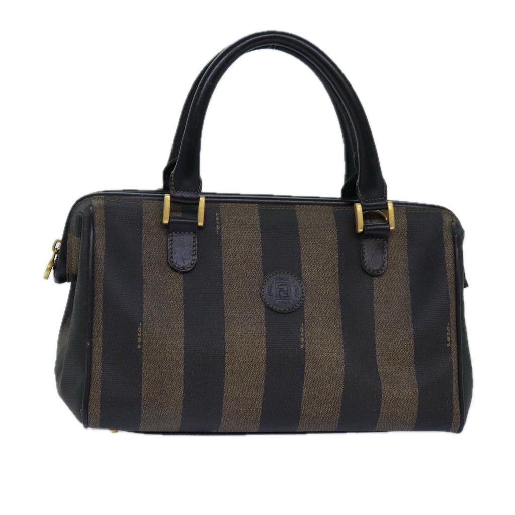 FENDI Pecan Canvas Hand Bag Brown Black ar12307