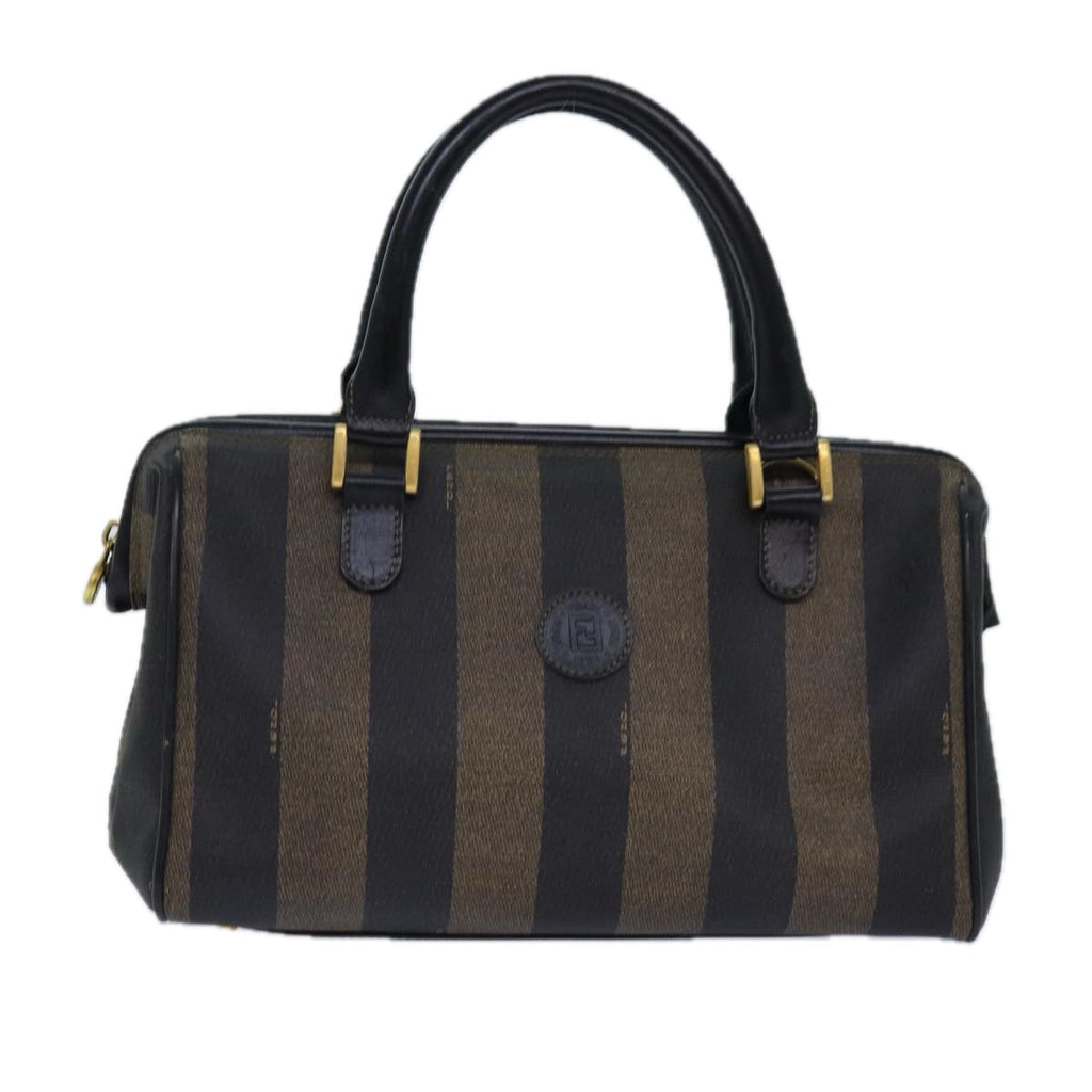 FENDI Pecan Canvas Hand Bag Brown Black ar12307