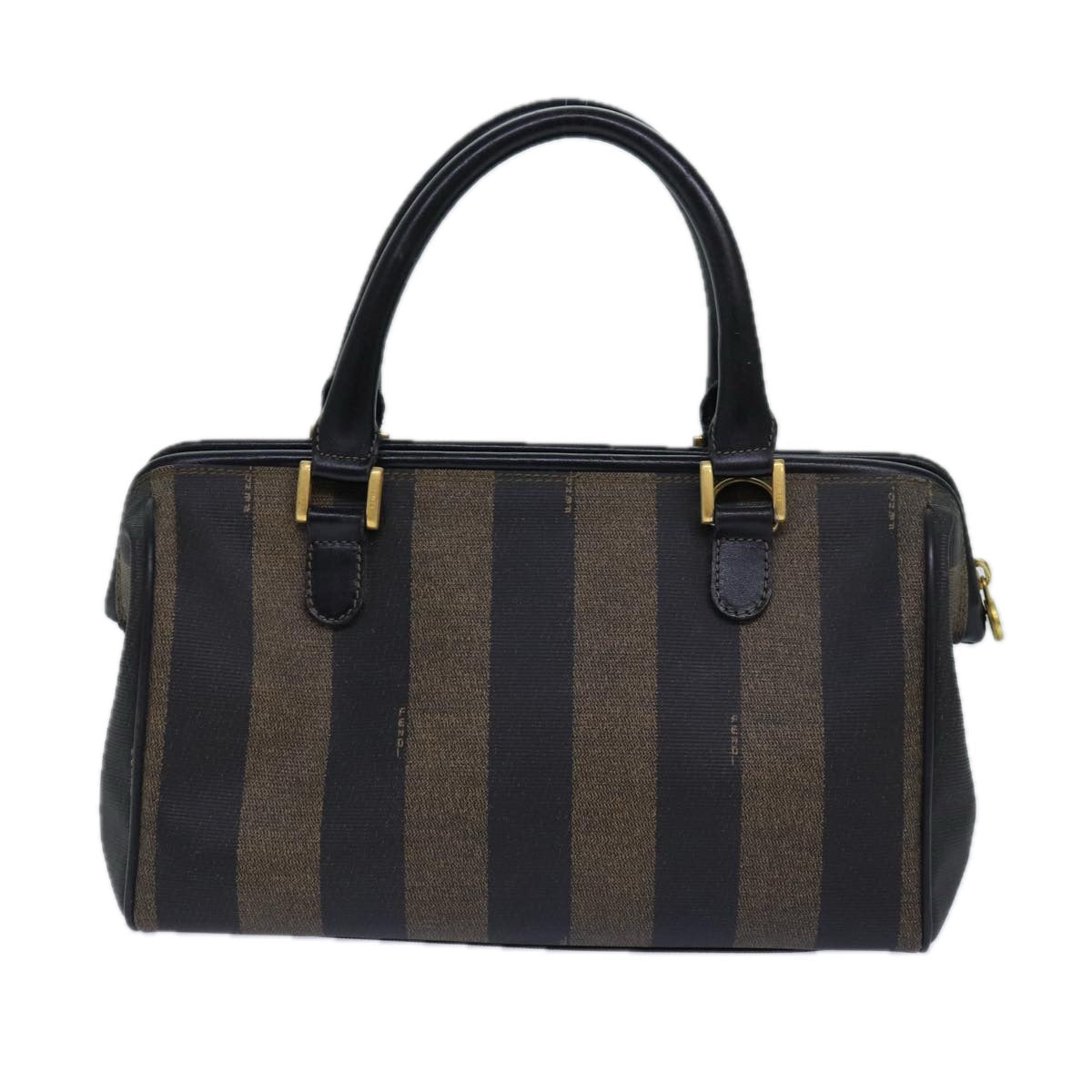 FENDI Pecan Canvas Hand Bag Brown Black ar12307