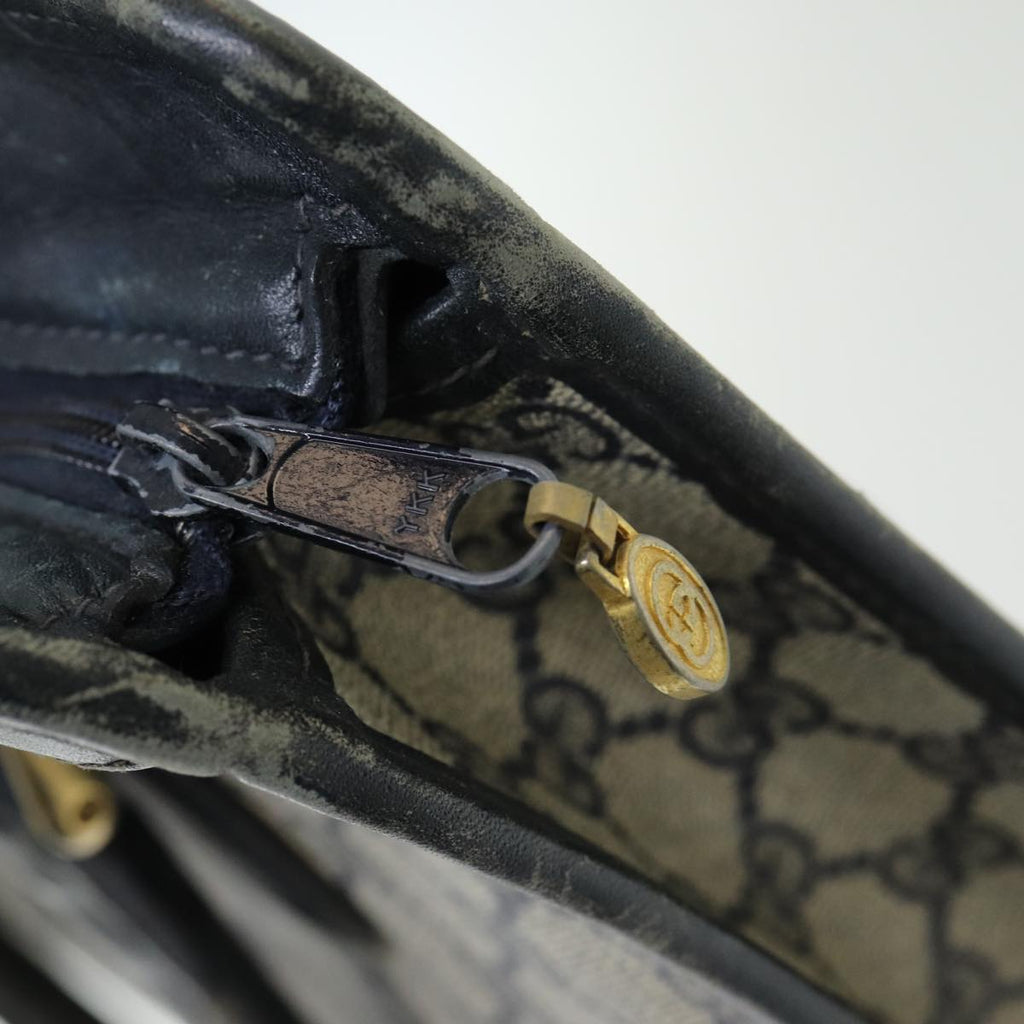 GUCCI GG Supreme Sherry Line Hand Bag PVC Leather Navy Red 010 378 ar12310