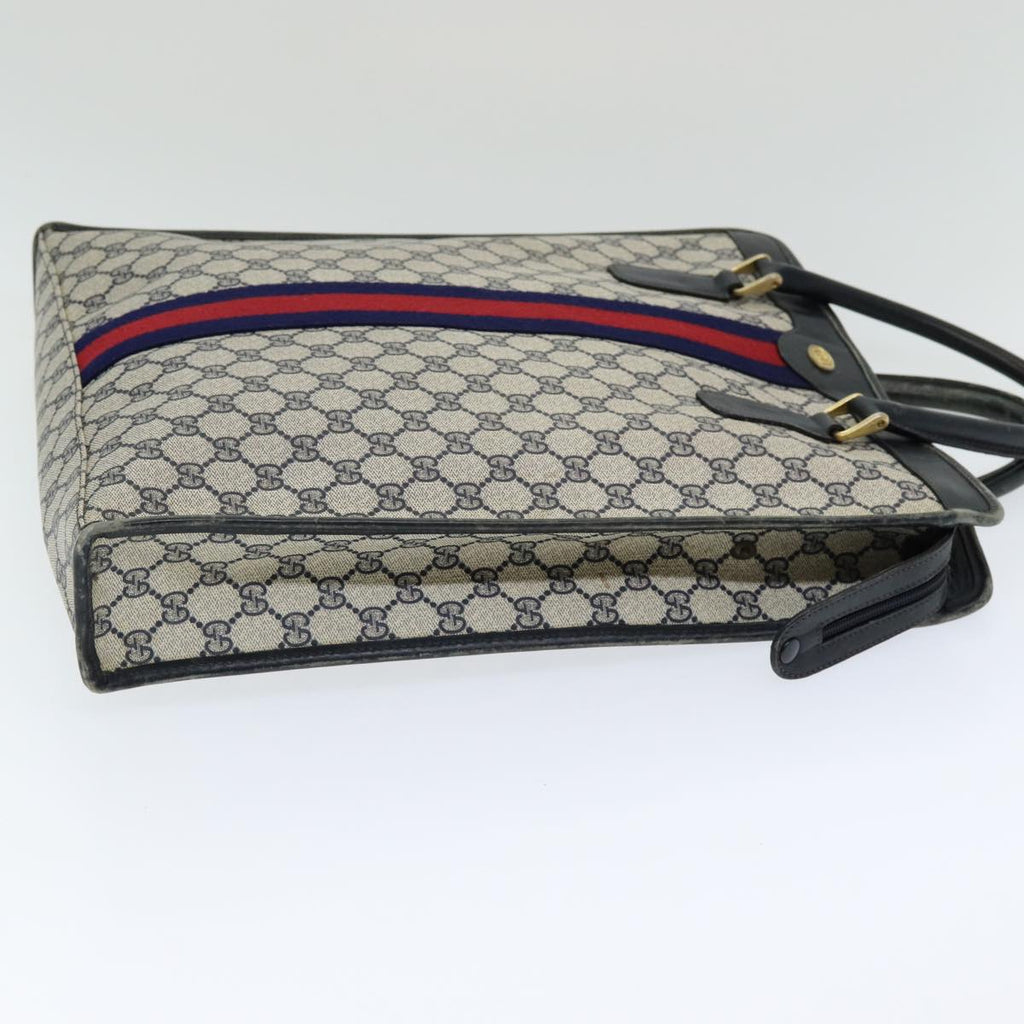 GUCCI GG Supreme Sherry Line Hand Bag PVC Leather Navy Red 010 378 ar12310