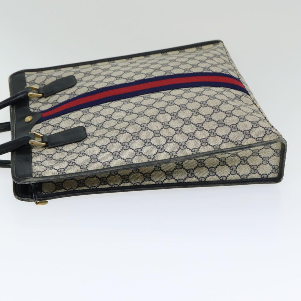 GUCCI GG Supreme Sherry Line Hand Bag PVC Leather Navy Red 010 378 ar12310