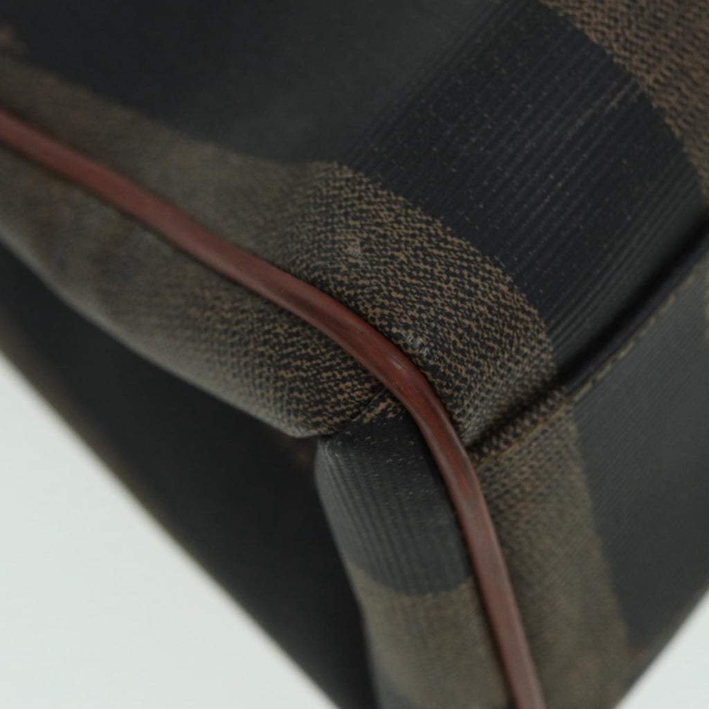 FENDI Pecan Canvas Hand Bag Brown Black ar12314