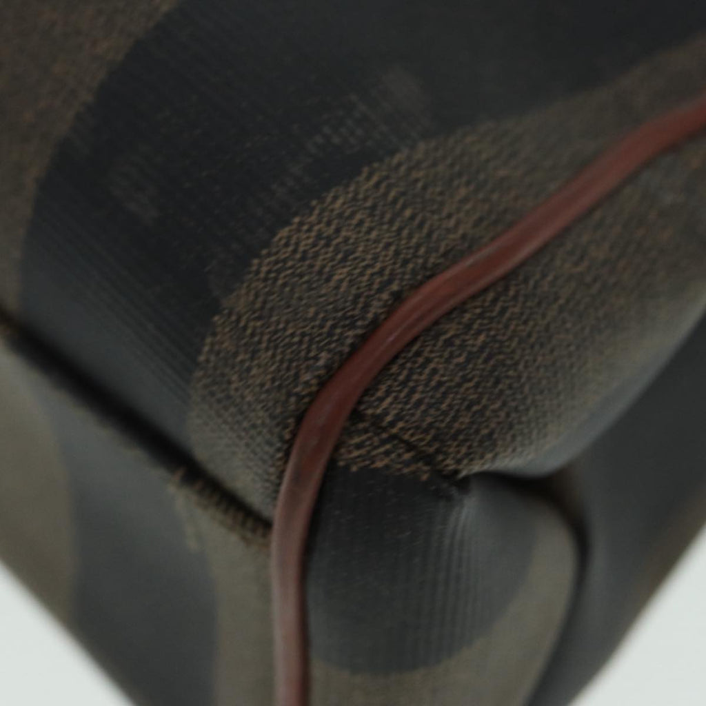 FENDI Pecan Canvas Hand Bag Brown Black ar12314