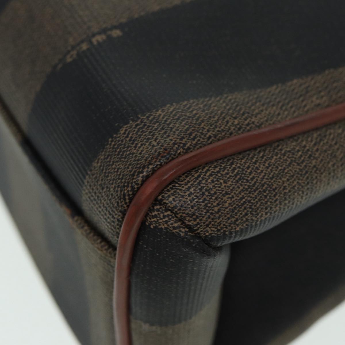 FENDI Pecan Canvas Hand Bag Brown Black ar12314