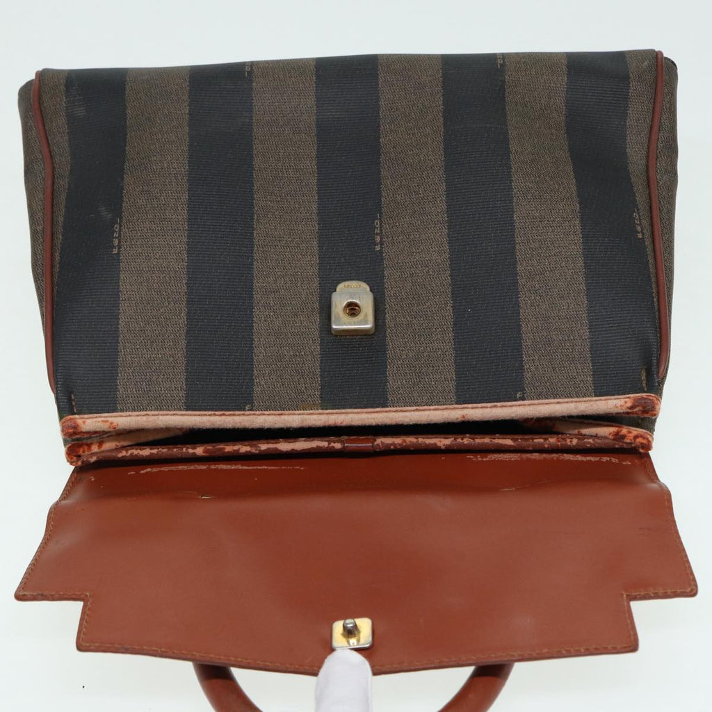 FENDI Pecan Canvas Hand Bag Brown Black ar12314
