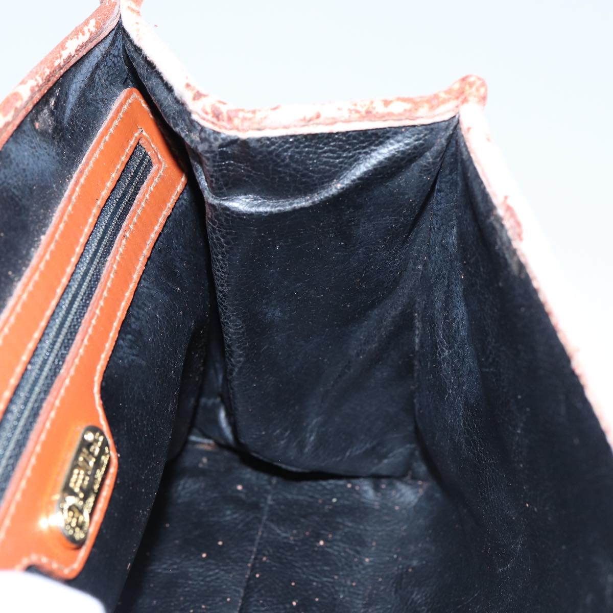 FENDI Pecan Canvas Hand Bag Brown Black ar12314