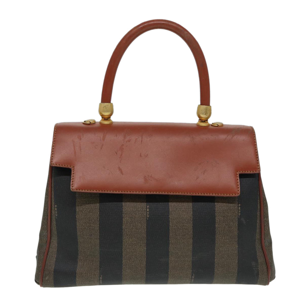 FENDI Pecan Canvas Hand Bag Brown Black ar12314