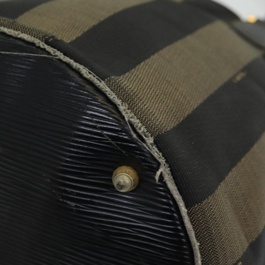 FENDI Pecan Canvas Hand Bag Brown Black ar12316