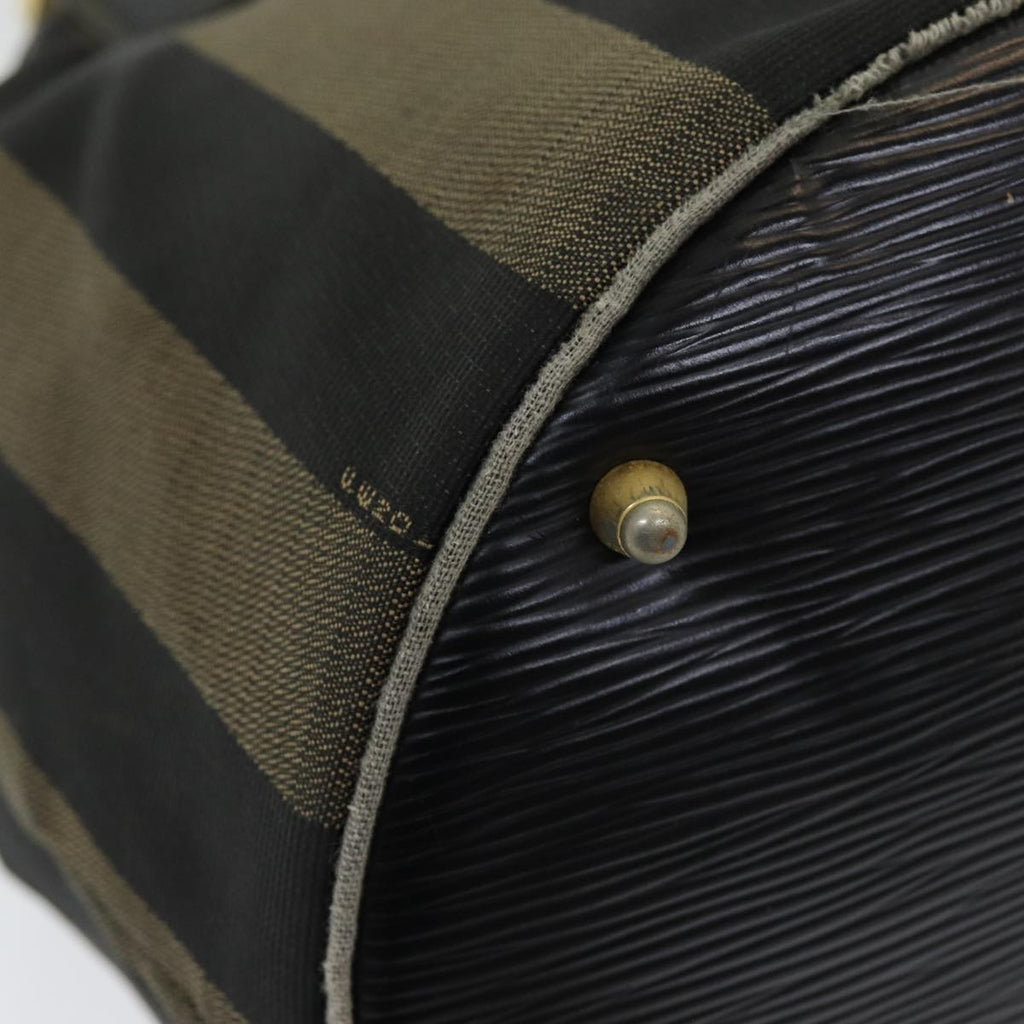 FENDI Pecan Canvas Hand Bag Brown Black ar12316