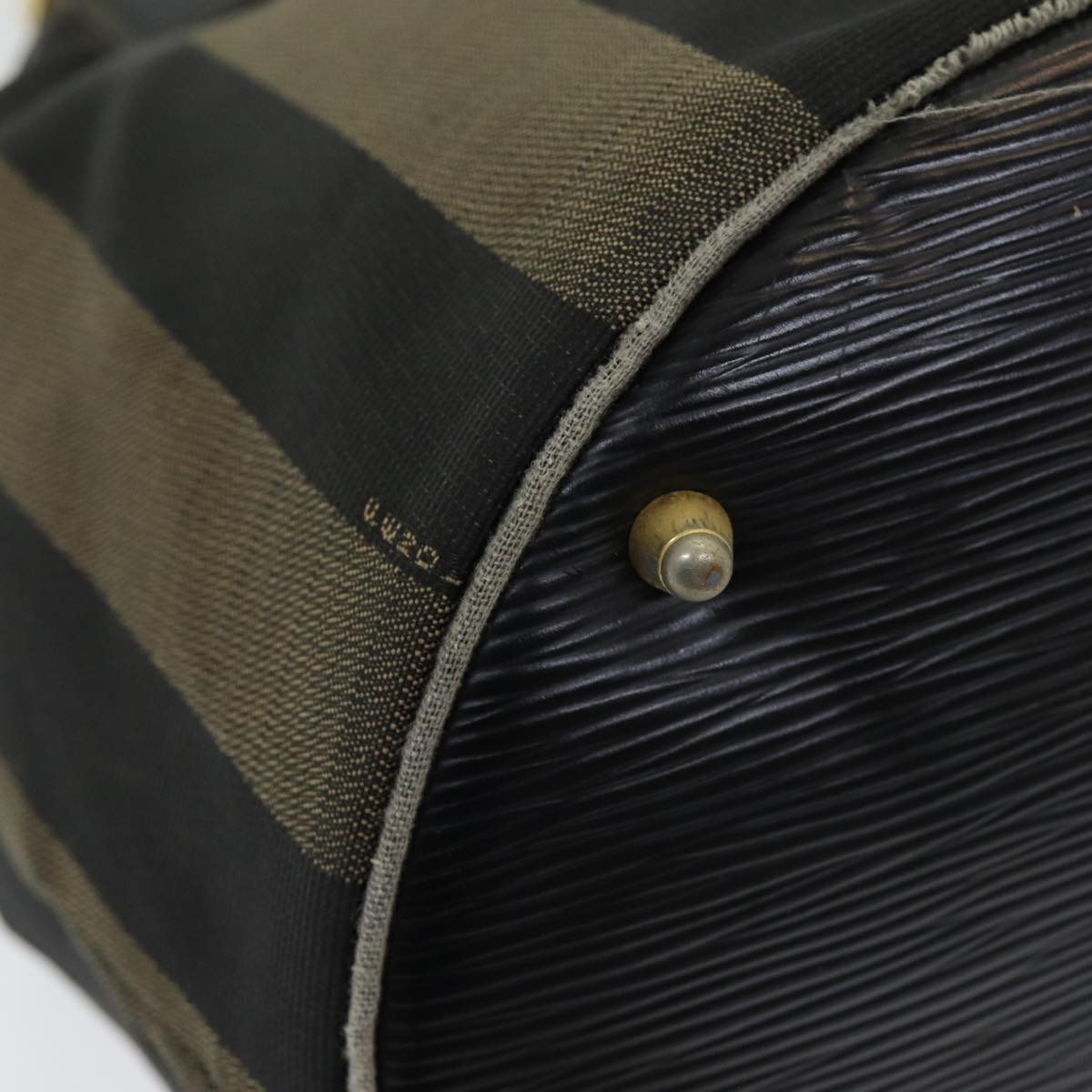FENDI Pecan Canvas Hand Bag Brown Black ar12316