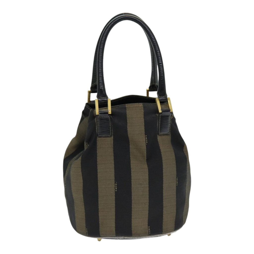 FENDI Pecan Canvas Hand Bag Brown Black ar12316