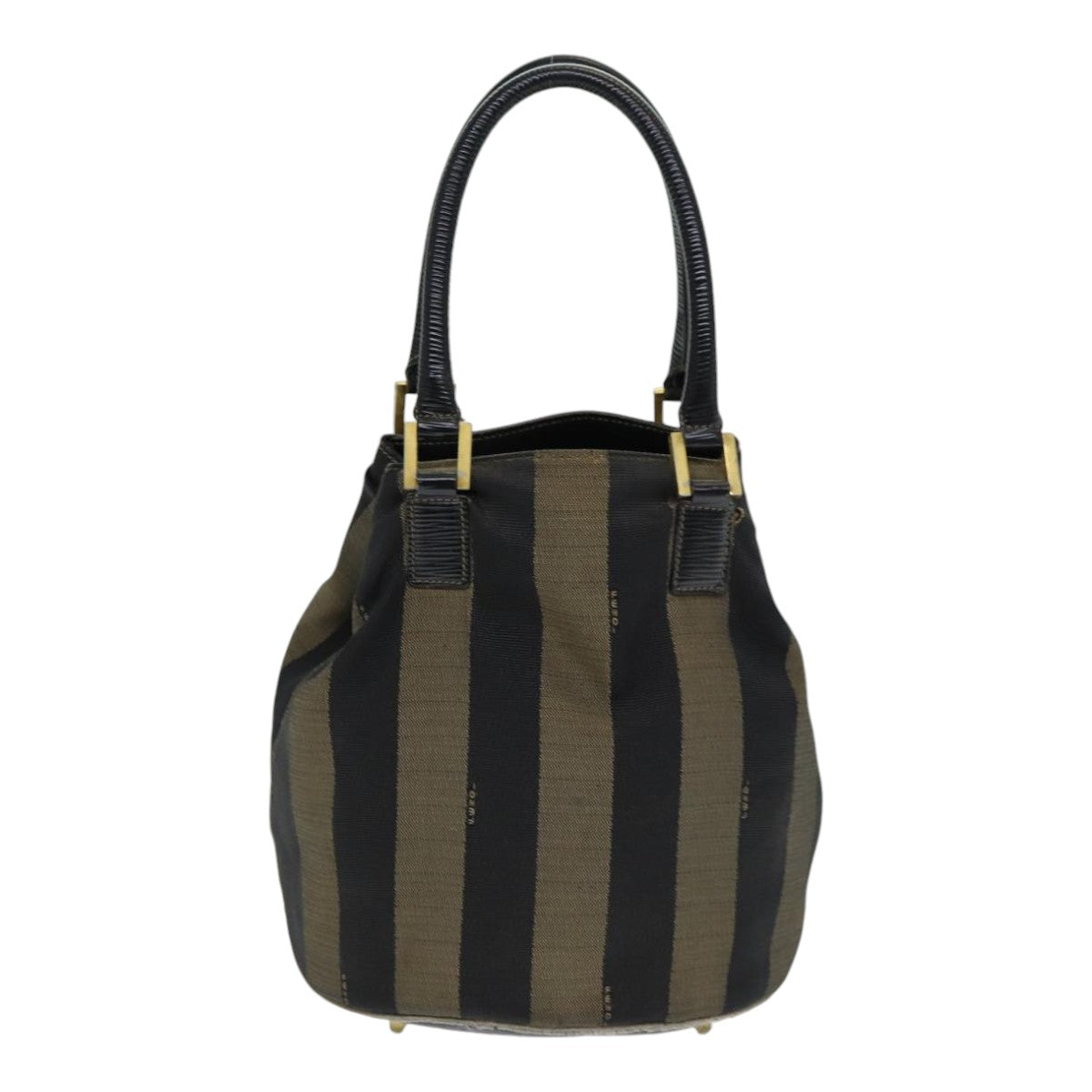 FENDI Pecan Canvas Hand Bag Brown Black ar12316