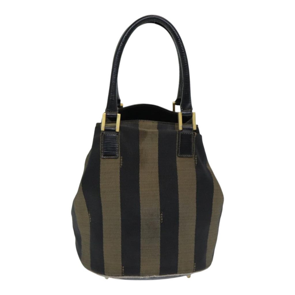FENDI Pecan Canvas Hand Bag Brown Black ar12316