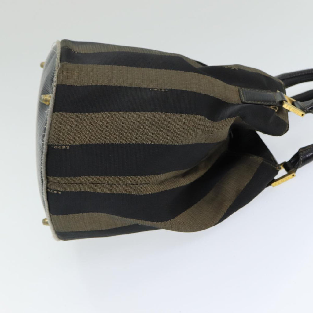 FENDI Pecan Canvas Hand Bag Brown Black ar12316