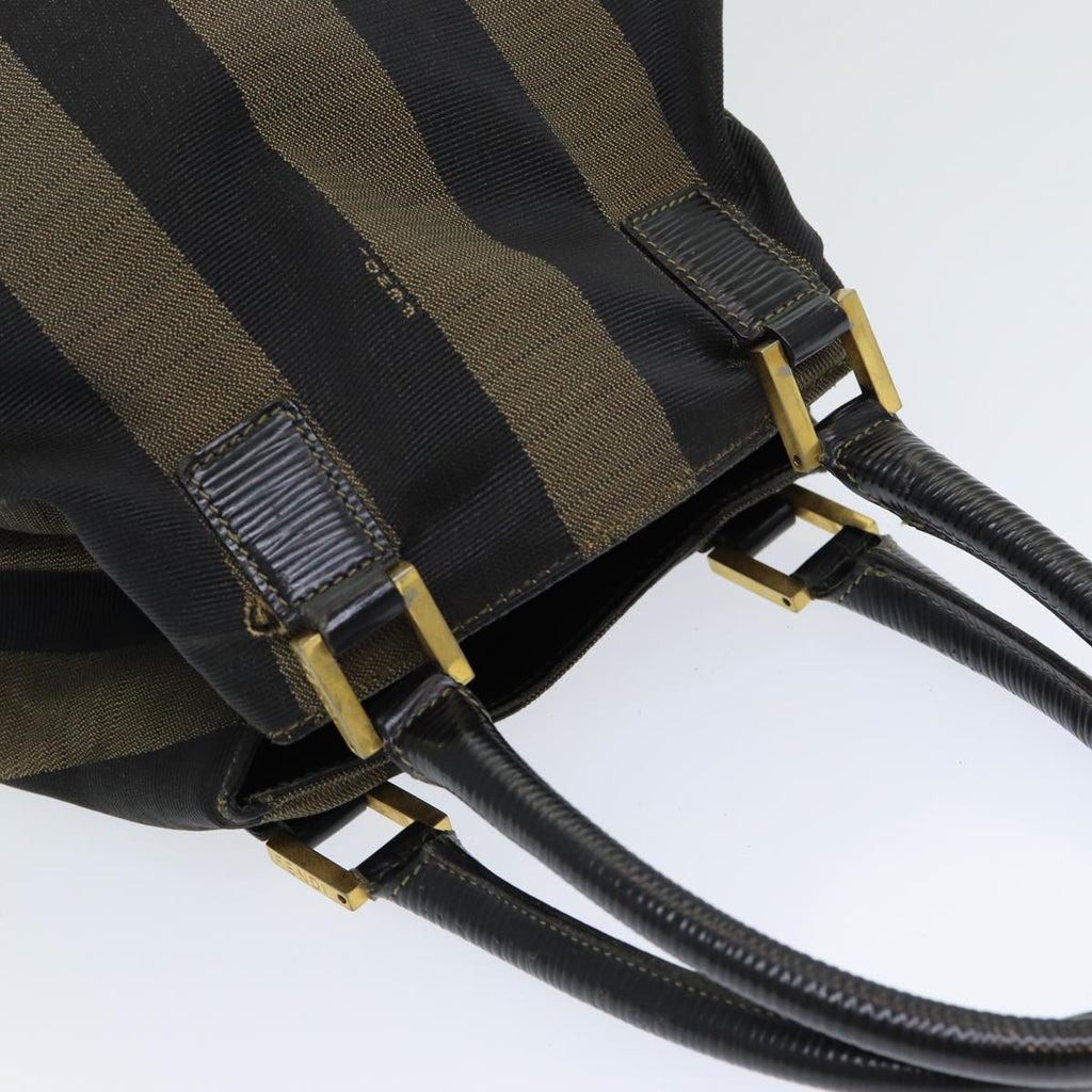 FENDI Pecan Canvas Hand Bag Brown Black ar12316