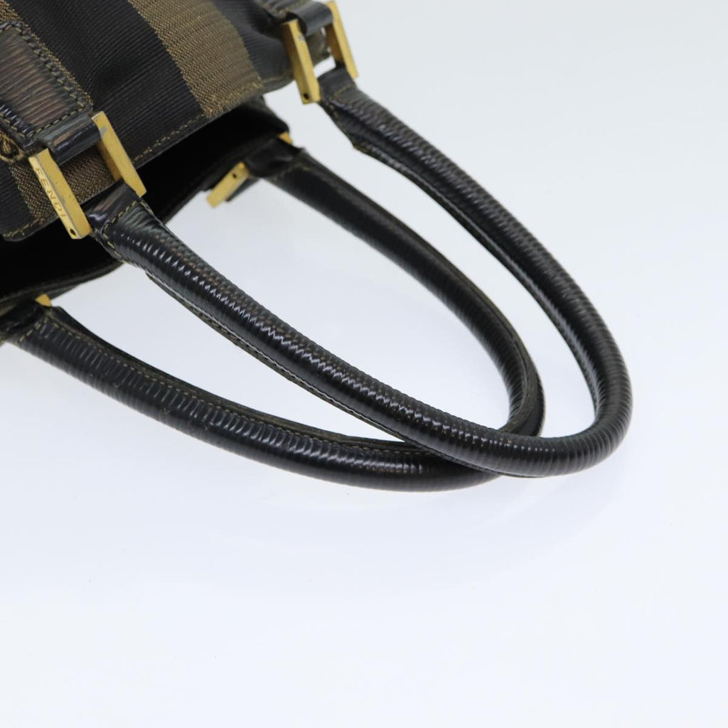 FENDI Pecan Canvas Hand Bag Brown Black ar12316