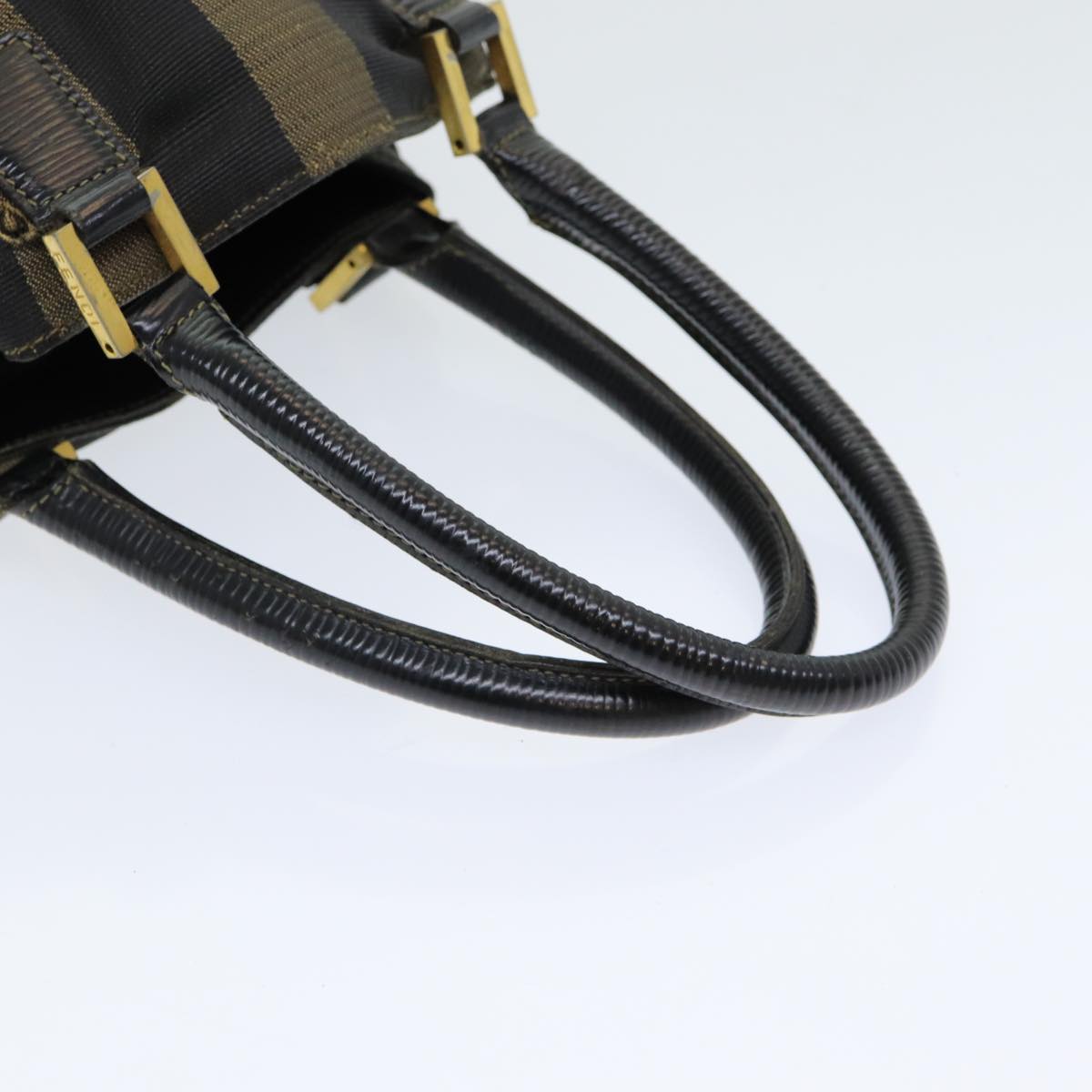 FENDI Pecan Canvas Hand Bag Brown Black ar12316