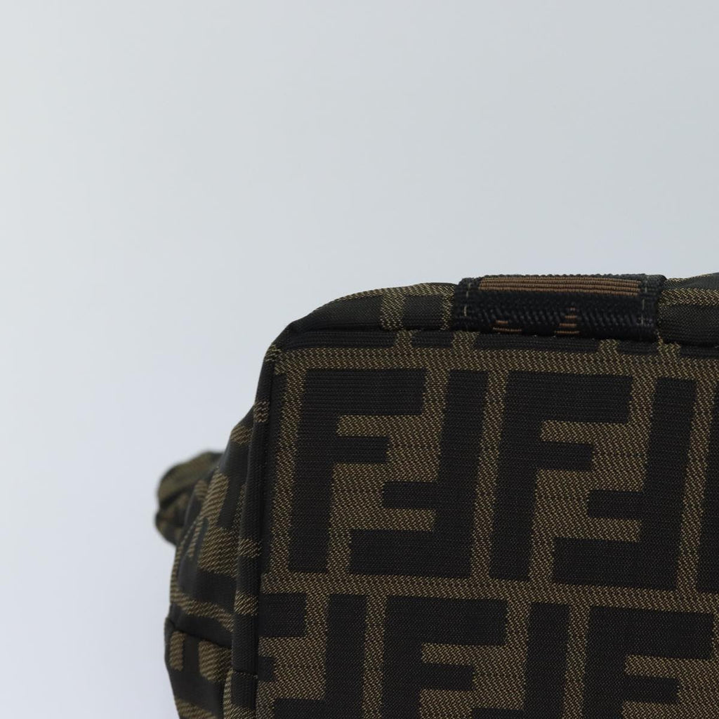 FENDI Zucca Canvas Hand Bag Brown Black ar12317