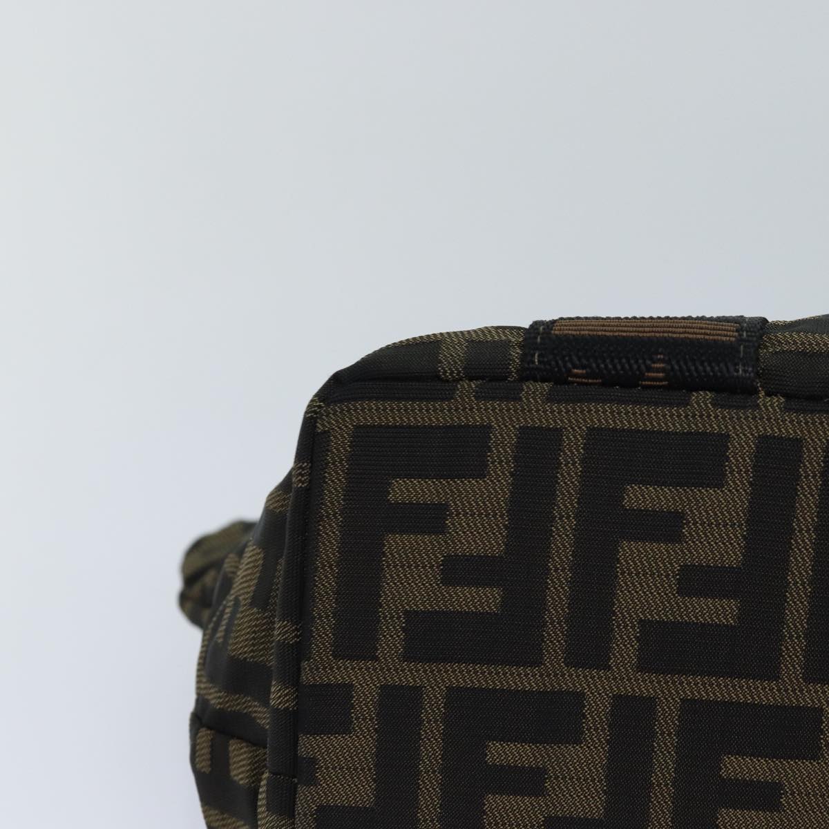 FENDI Zucca Canvas Hand Bag Brown Black ar12317