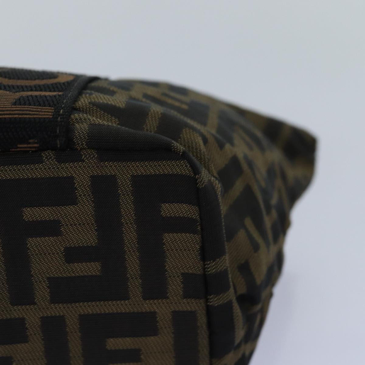 FENDI Zucca Canvas Hand Bag Brown Black ar12317