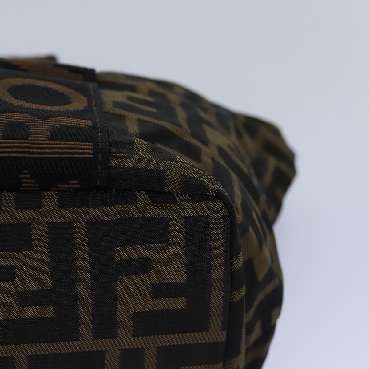 FENDI Zucca Canvas Hand Bag Brown Black ar12317