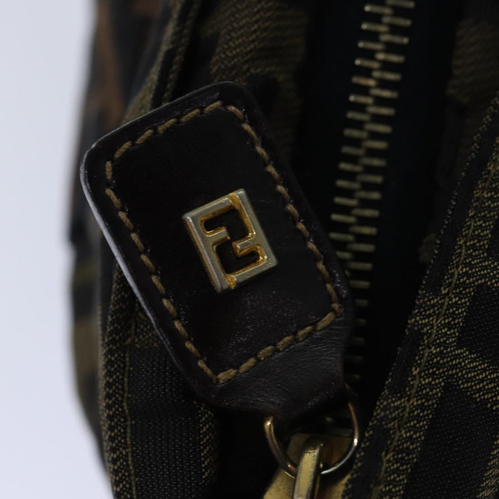 FENDI Zucca Canvas Hand Bag Brown Black ar12317