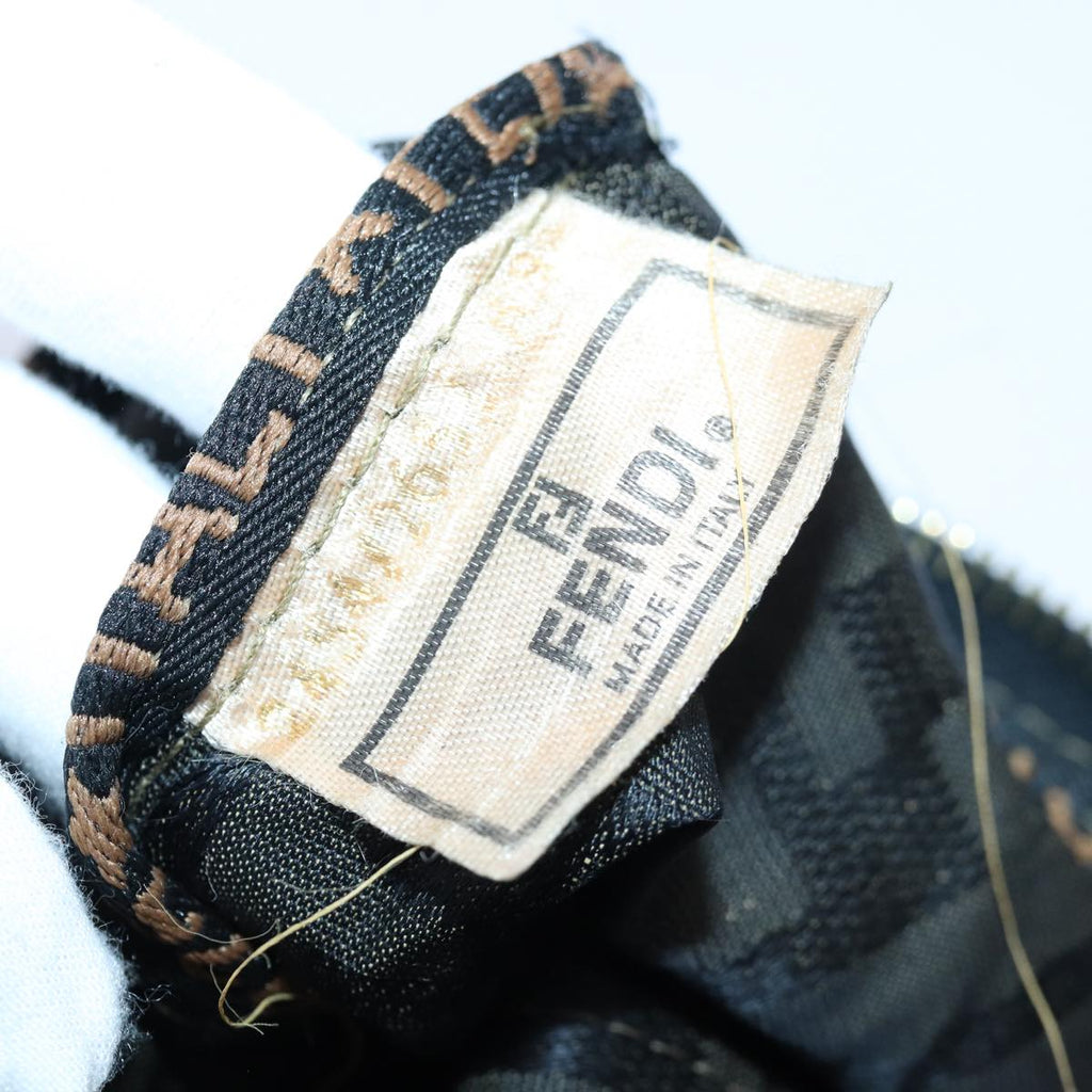 FENDI Zucca Canvas Hand Bag Brown Black ar12317