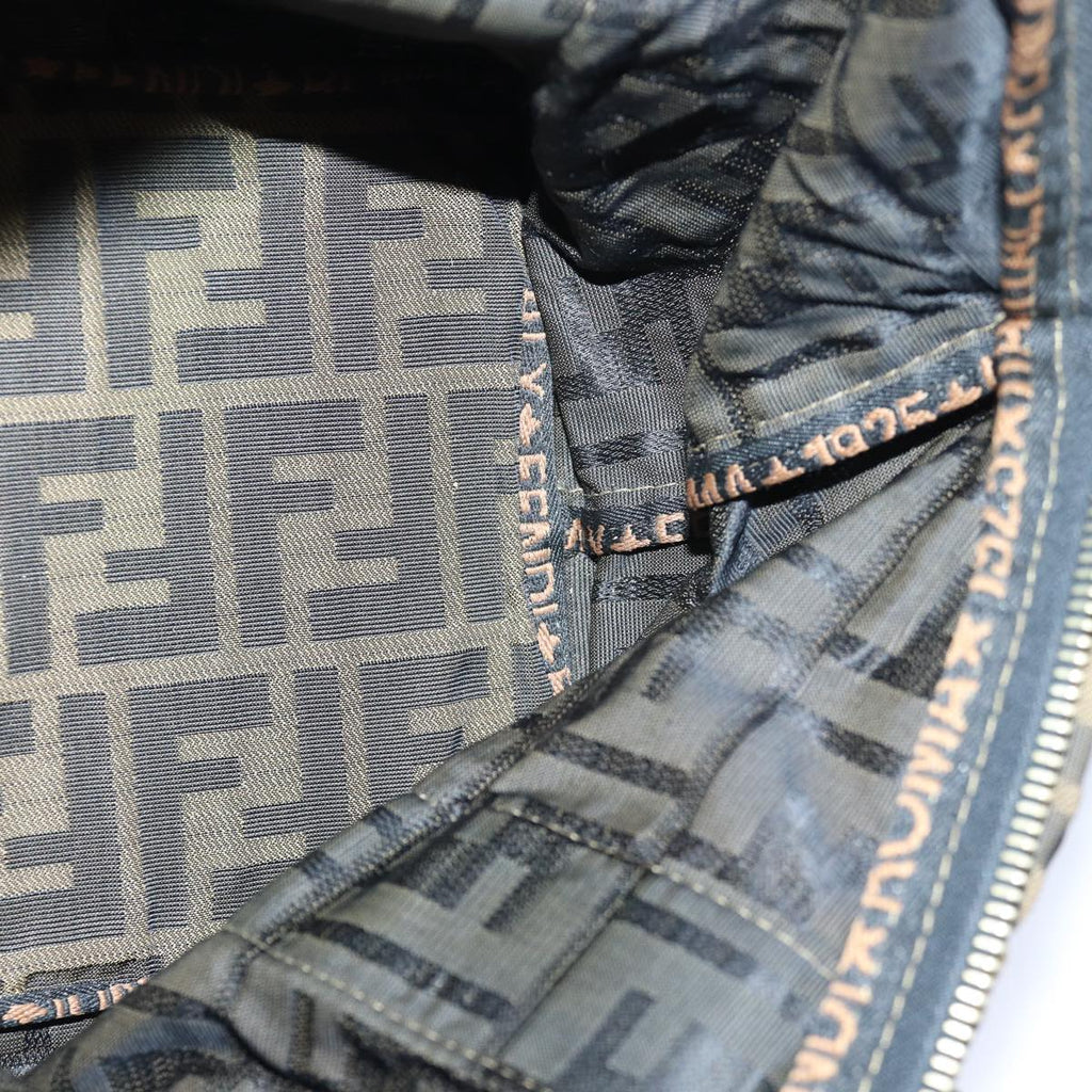 FENDI Zucca Canvas Hand Bag Brown Black ar12317