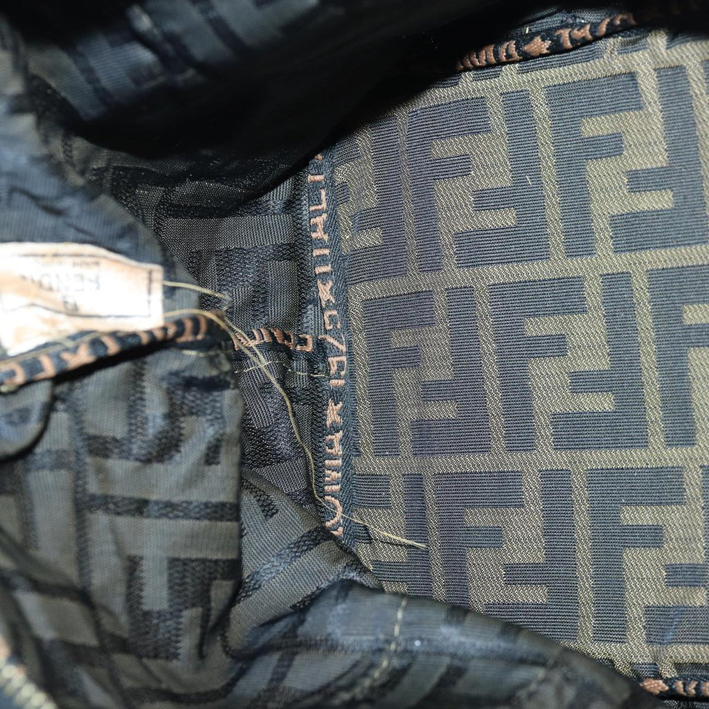 FENDI Zucca Canvas Hand Bag Brown Black ar12317