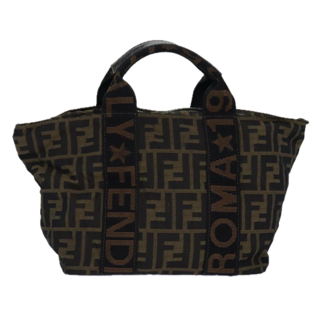 FENDI Zucca Canvas Hand Bag Brown Black ar12317