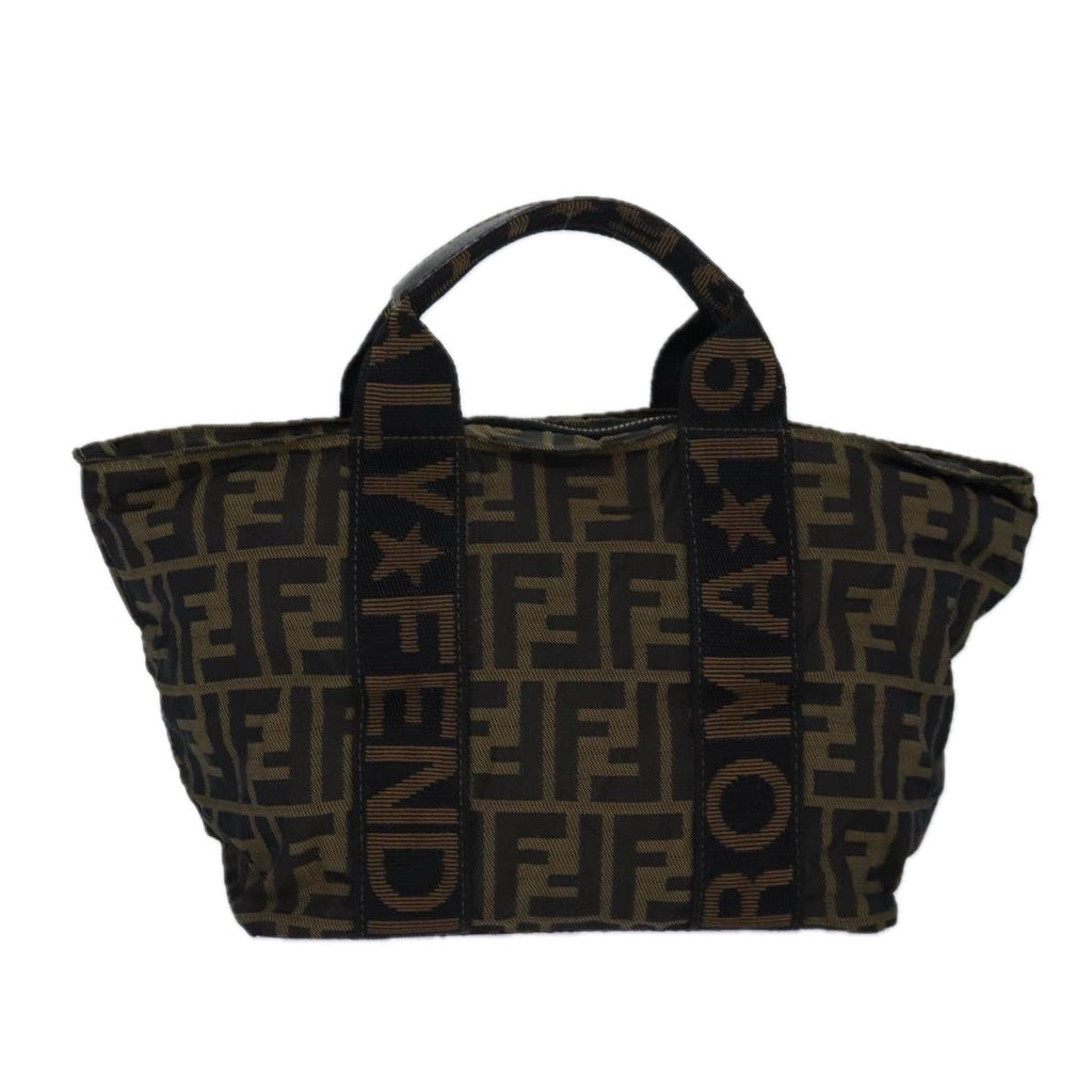 FENDI Zucca Canvas Hand Bag Brown Black ar12317