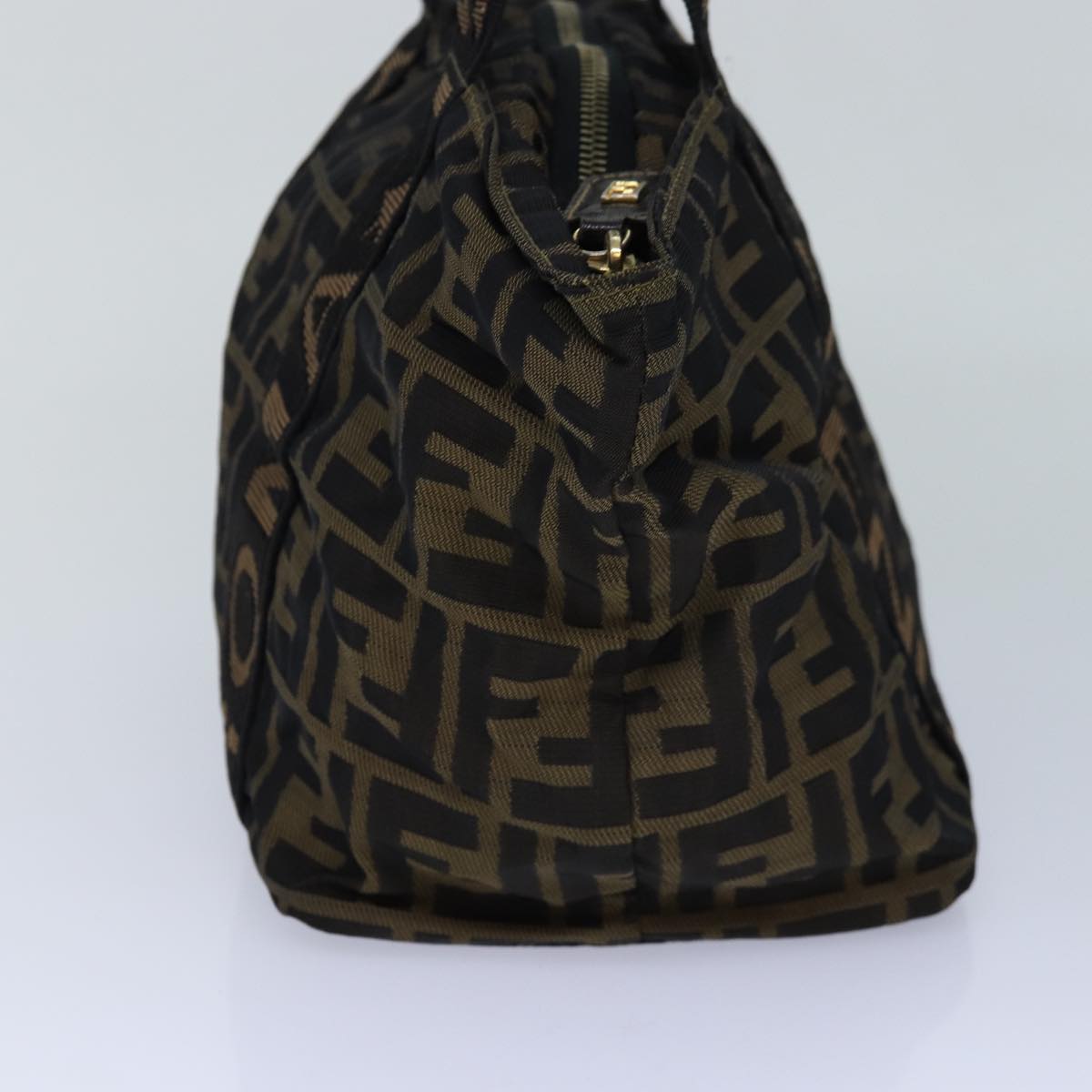FENDI Zucca Canvas Hand Bag Brown Black ar12317