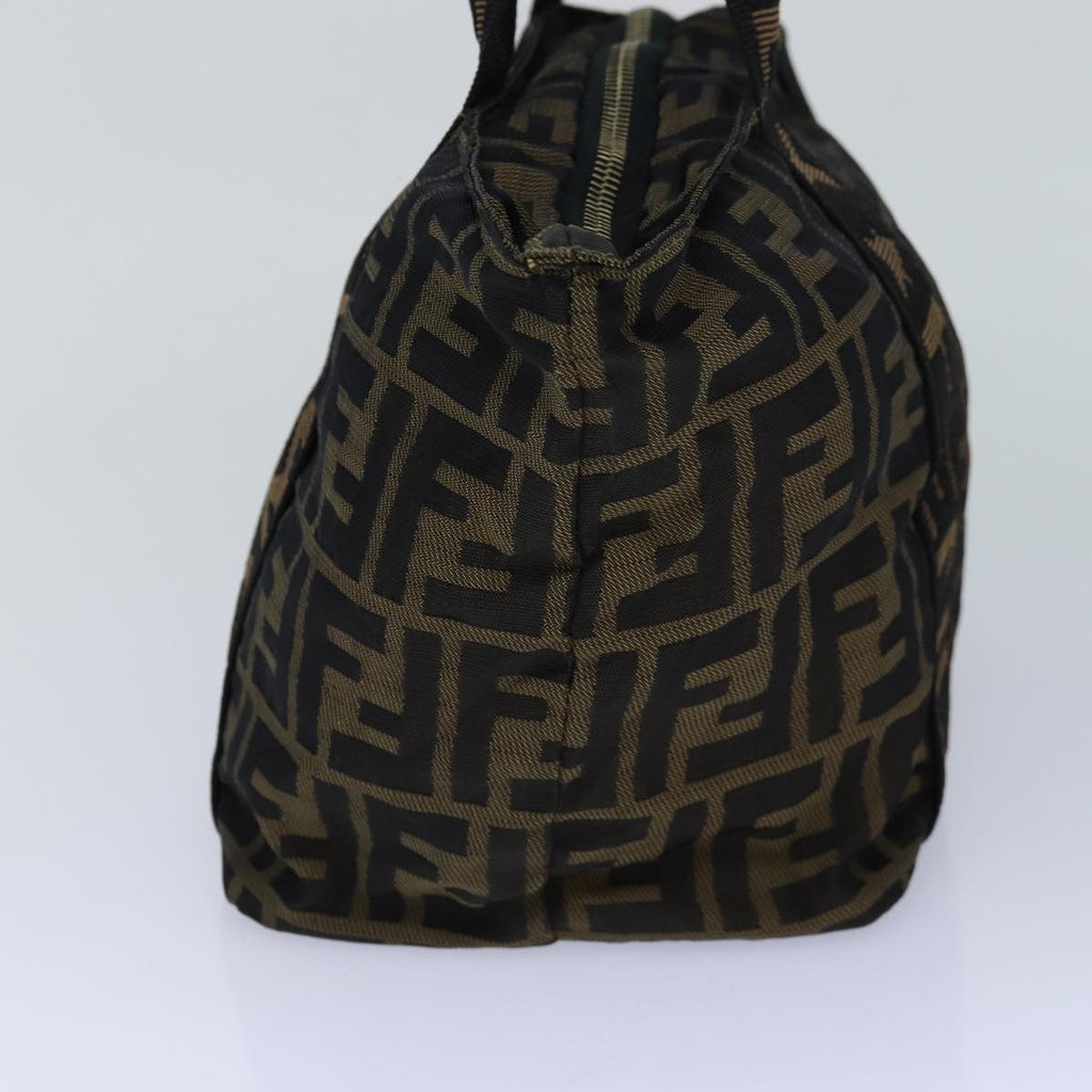 FENDI Zucca Canvas Hand Bag Brown Black ar12317